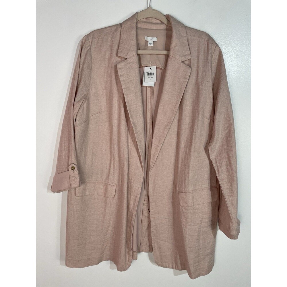 J Jill Blazer L Mink Pink‎ Linen Coastal Beachy Office Preppy Career Open Front